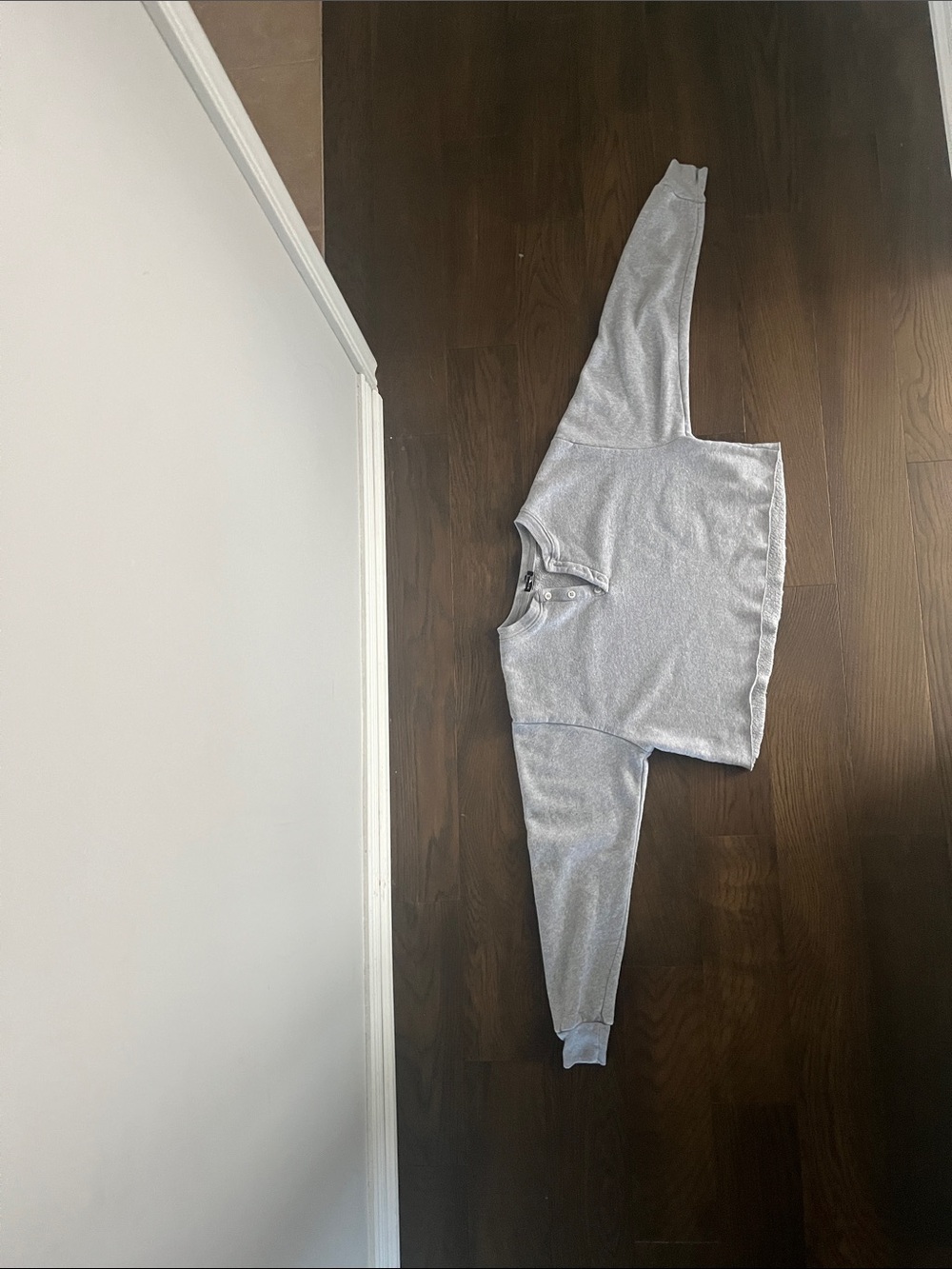 Brandy Melville Heather Gray Cropped Henley Sweater